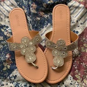 Silver and tan sandals